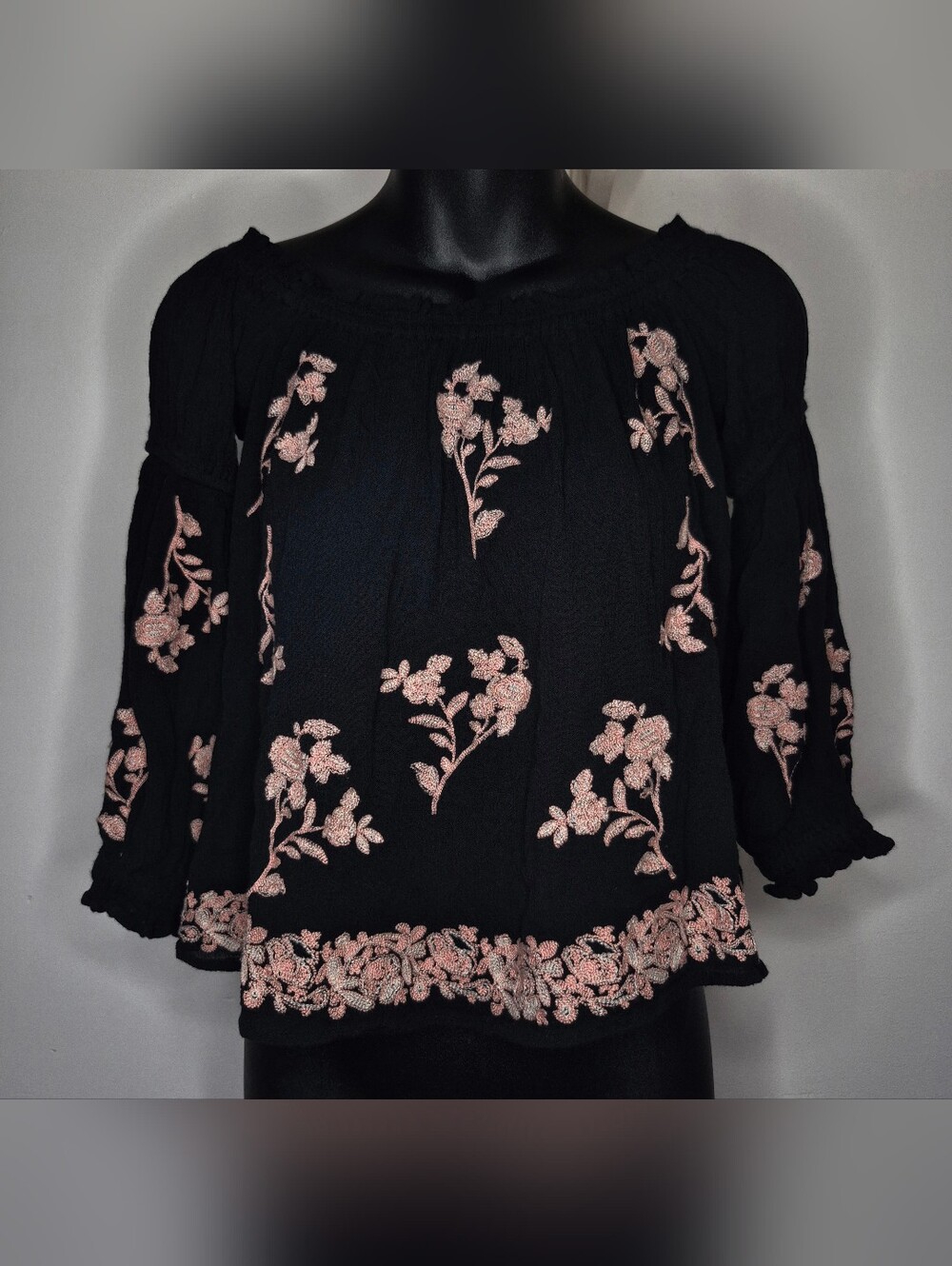 American Eagle Outfitters Off-Shoulder Embroidered Tunic